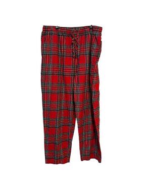 Holiday Lane Mens XL Red Plaid Sleepwear Pants With Drawstring Waist